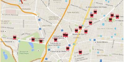 Turibus मेक्सिको सिटी मार्ग नक्शा