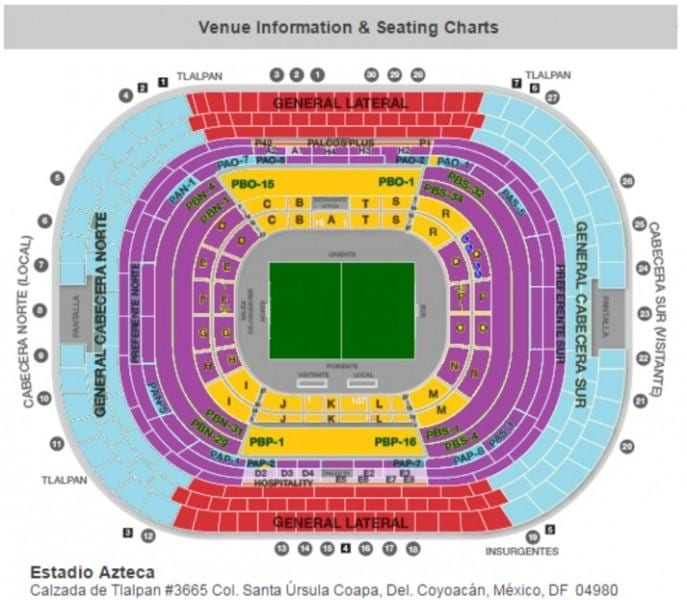 estadio azteca बैठने का नक्शा