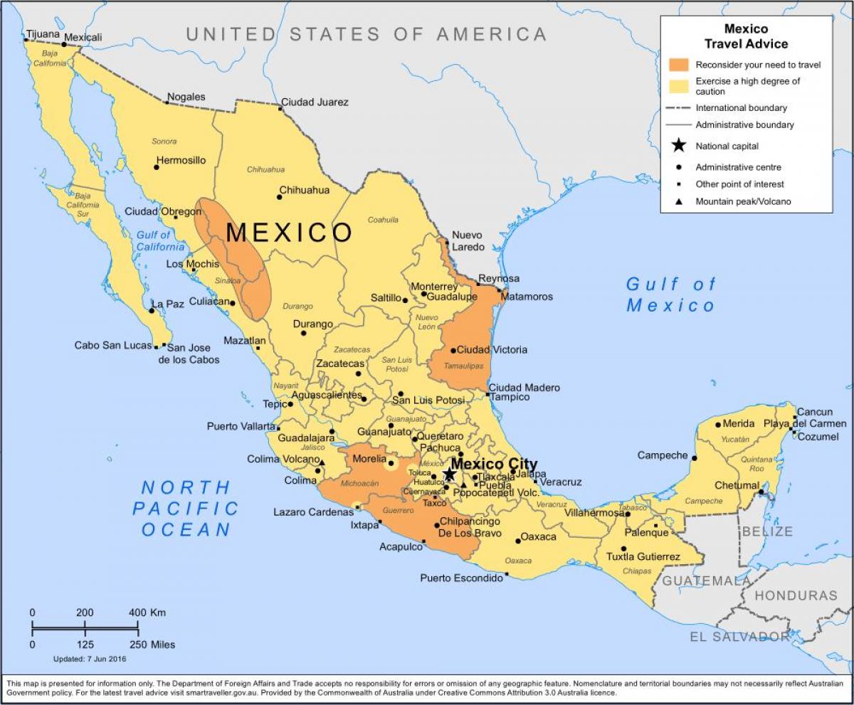 नक्शा मेक्सिको के शहर और आसपास के क्षेत्रों