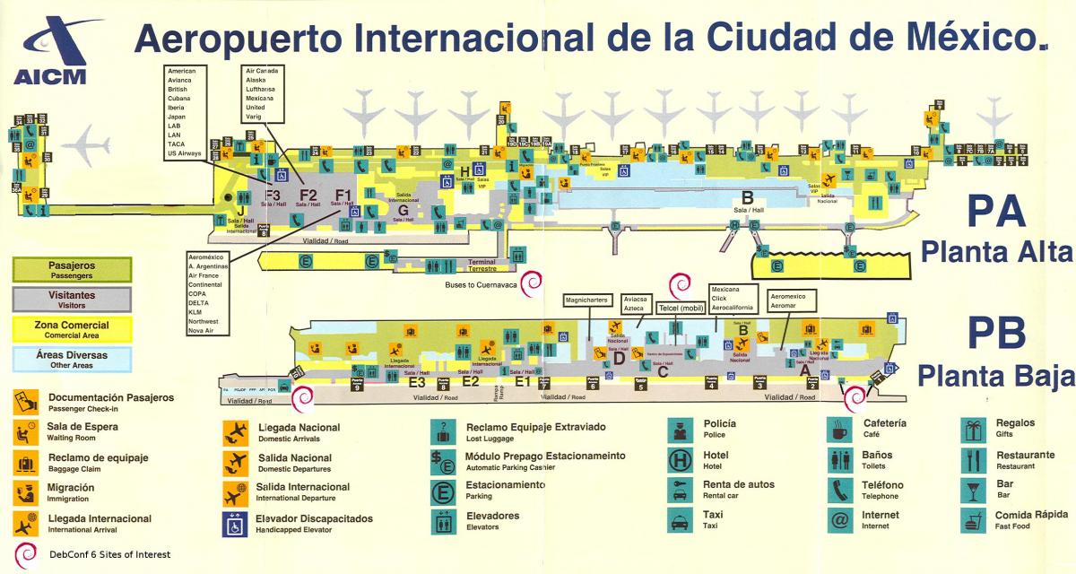 मेक्सिको सिटी अंतर्राष्ट्रीय हवाई अड्डे का नक्शा