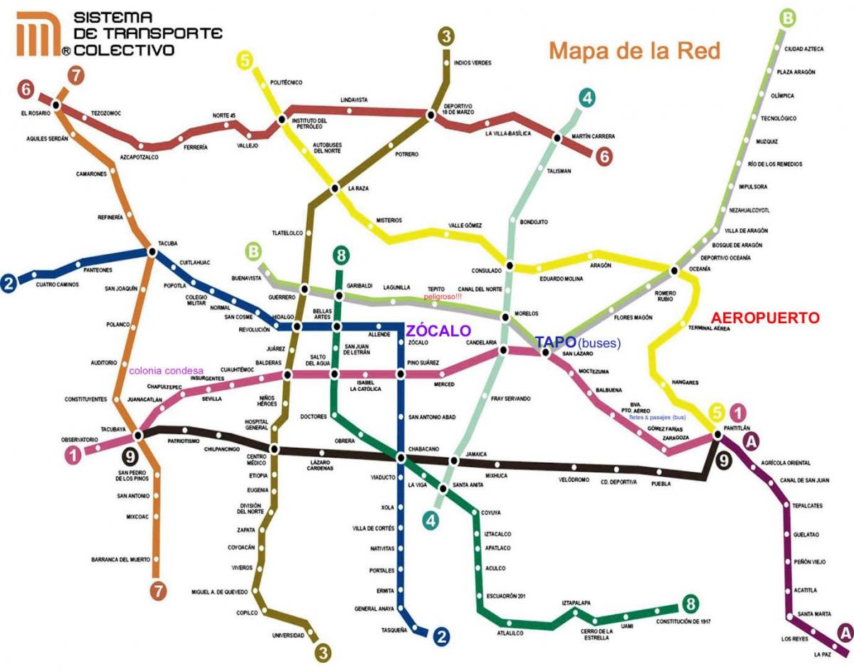 मेक्सिको सिटी ट्रेन का नक्शा