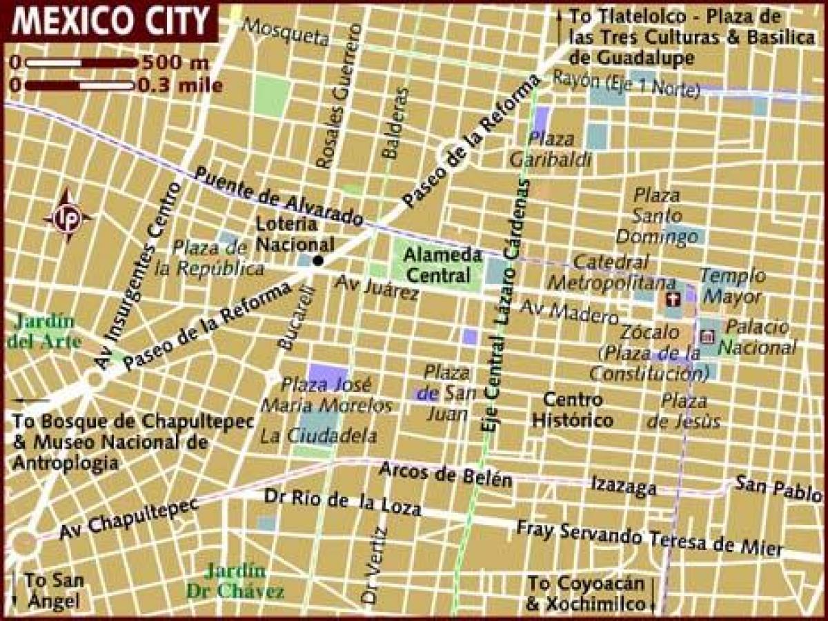 centro historico में मेक्सिको सिटी के नक्शे