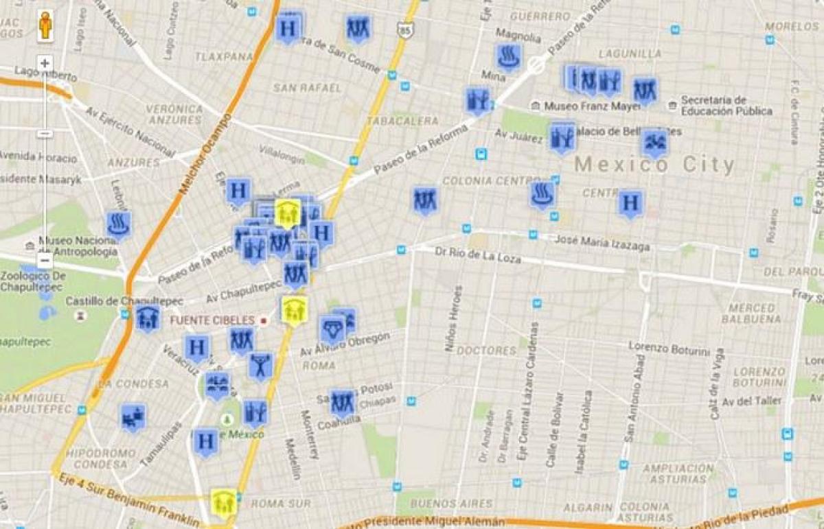 समलैंगिक नक्शा मेक्सिको सिटी