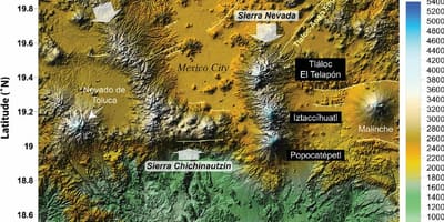 नक्शे के मेक्सिको सिटी ऊंचाई