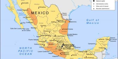 नक्शा मेक्सिको के शहर और आसपास के क्षेत्रों